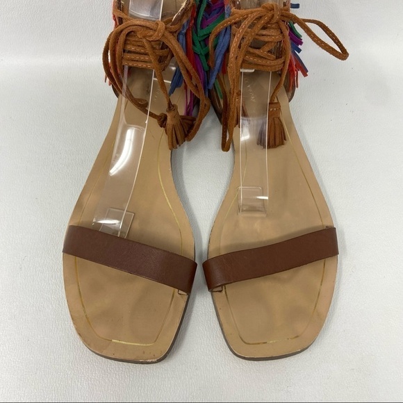 Zara Women Multi-color Leather Fringe Sandals, Women’s Size EU 40/US 9 - Picture 6 of 12